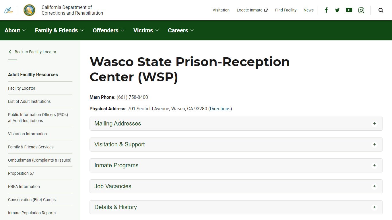 Wasco State Prison‑Reception Center (WSP) - California Department of ...